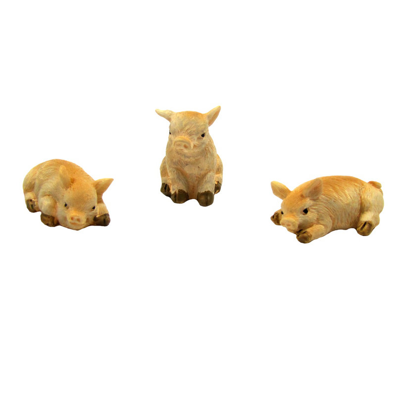 Gracie Oaks Wulfsige Miniature Pigs Figurines Outdoor Dollhouse Supply
